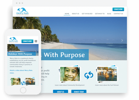 Mercy Huts website device example