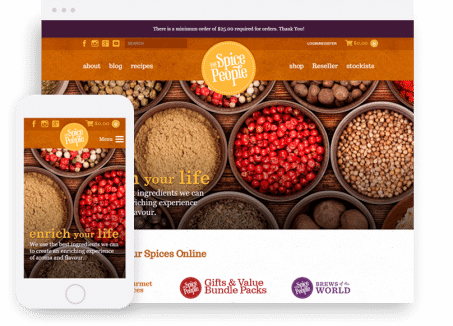 The Spice People website device example